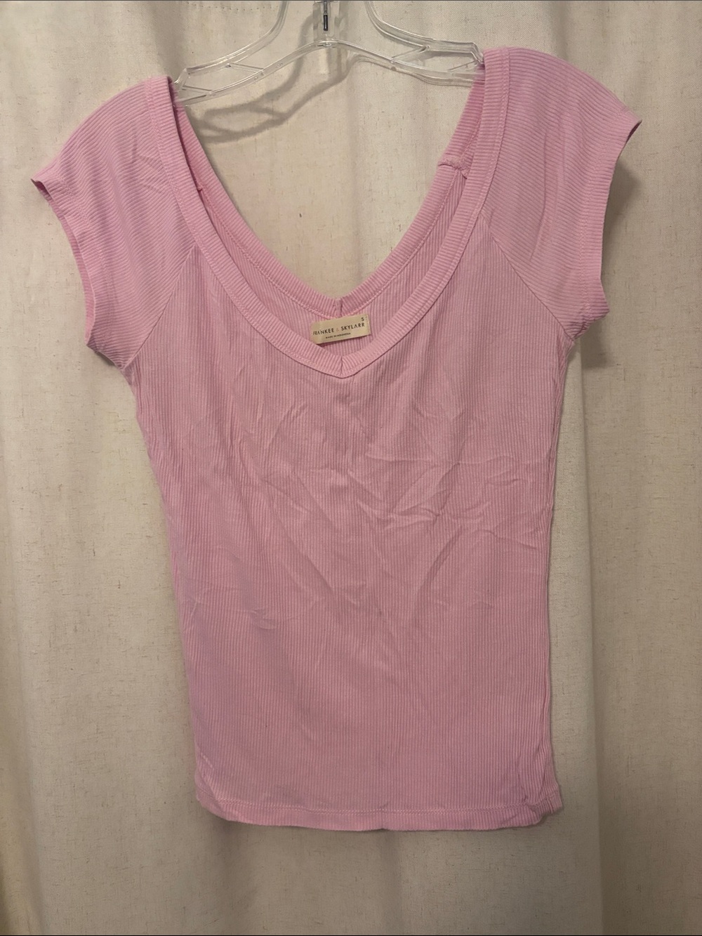 rag & bone Pink Ribbed Scoop Neck Cap Sleeve Tank